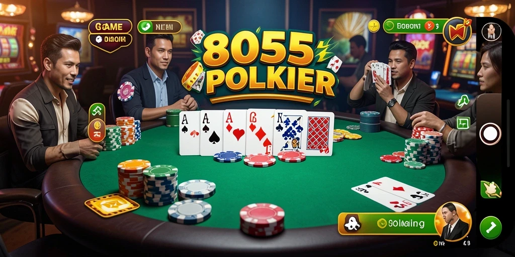 Tampilan gameplay Poker yang seru dan interaktif di 8055.