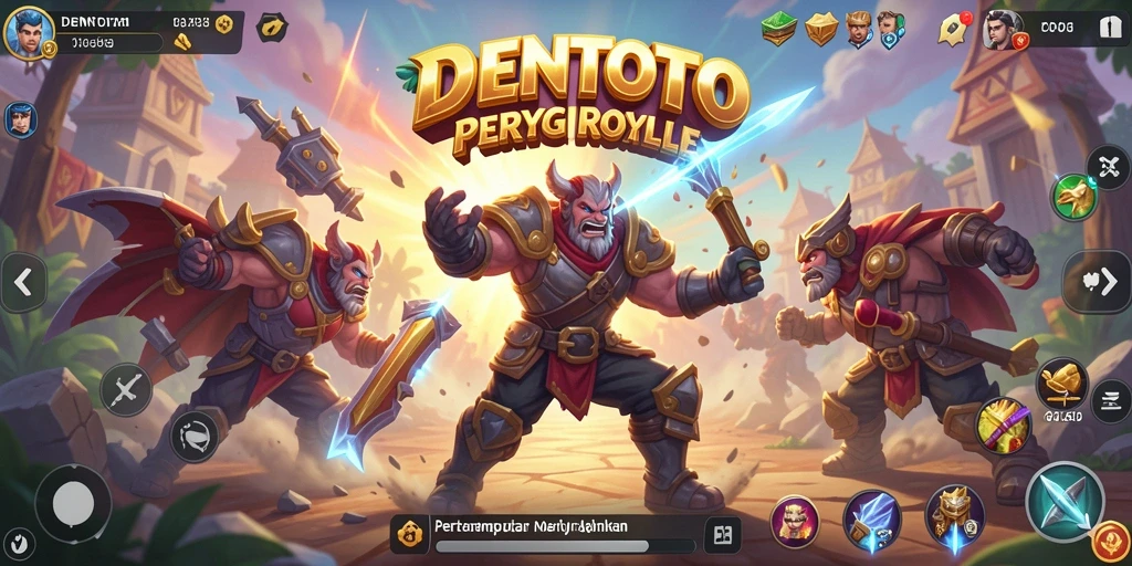 Screenshot DENTOTO menampilkan pertempuran intens dalam mode Battle Royale.