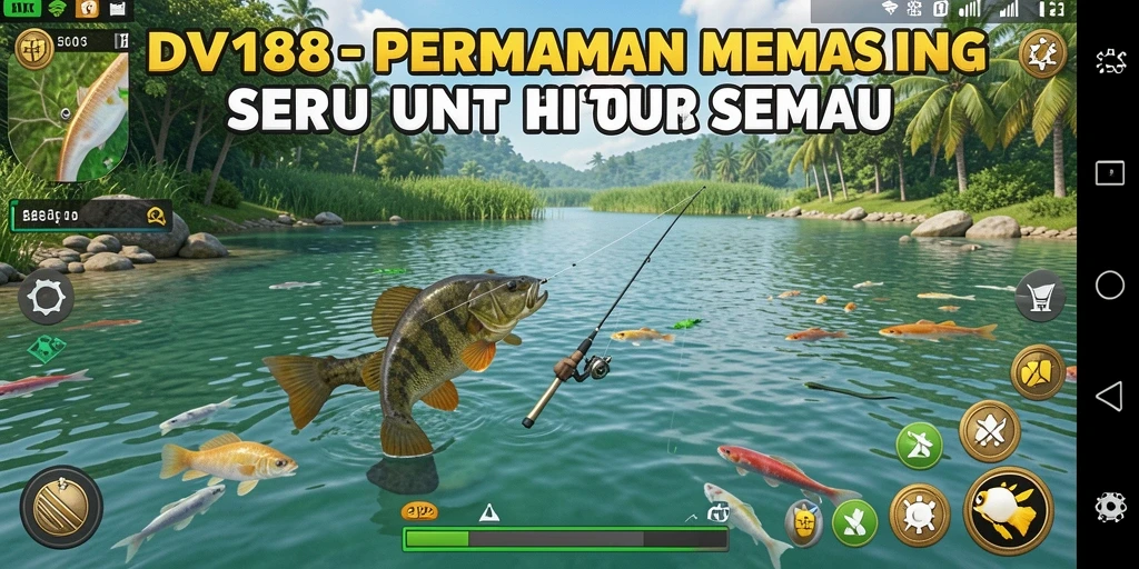 Screenshot gameplay DV188 dengan tampilan memancing yang realistis.