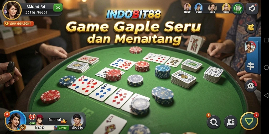 Tampilan menarik dari gameplay Gaple yang menantang di INDOBIT88.