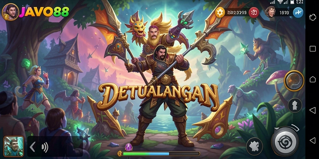 Screenshot gameplay <strong>JAVO88</strong> menampilkan aksi seru dalam petualangan yang menegangkan.