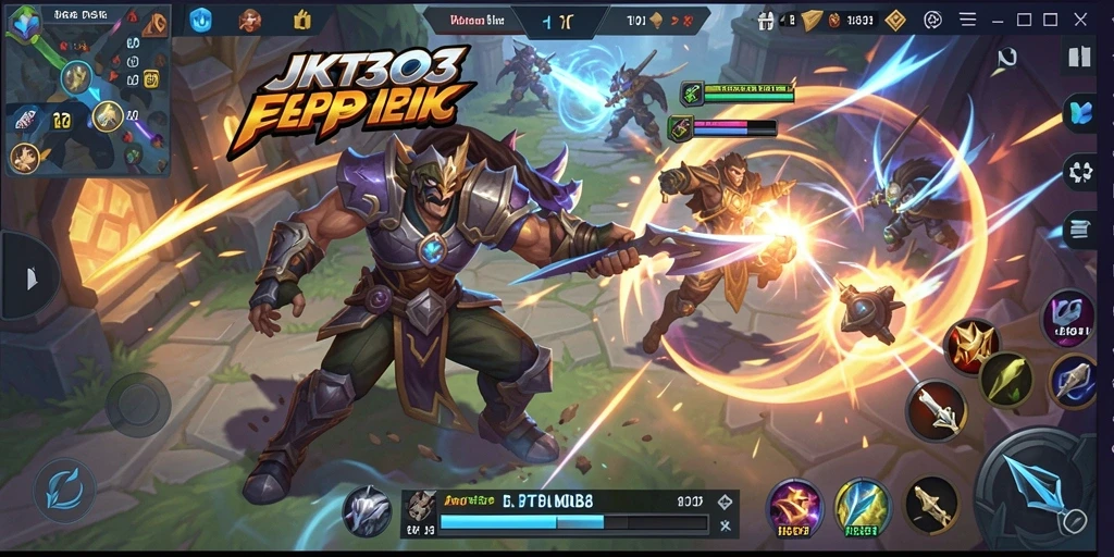 Screenshot utama JKT303 menampilkan aksi seru dalam pertempuran MOBA.