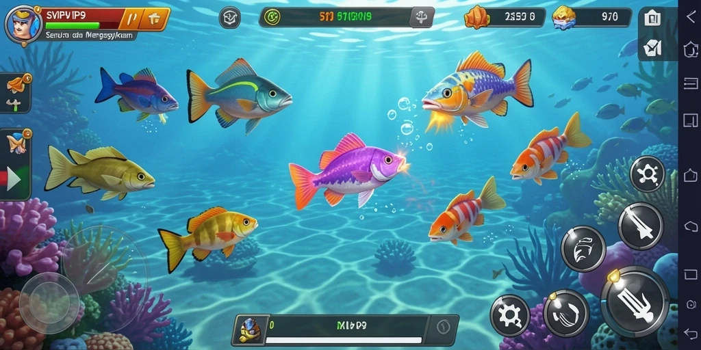 Tampilan gameplay <strong>SVIP9</strong> memperlihatkan keseruan menembak ikan dengan efek visual yang menarik.